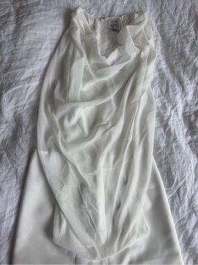 White Draped Pencil Skirt